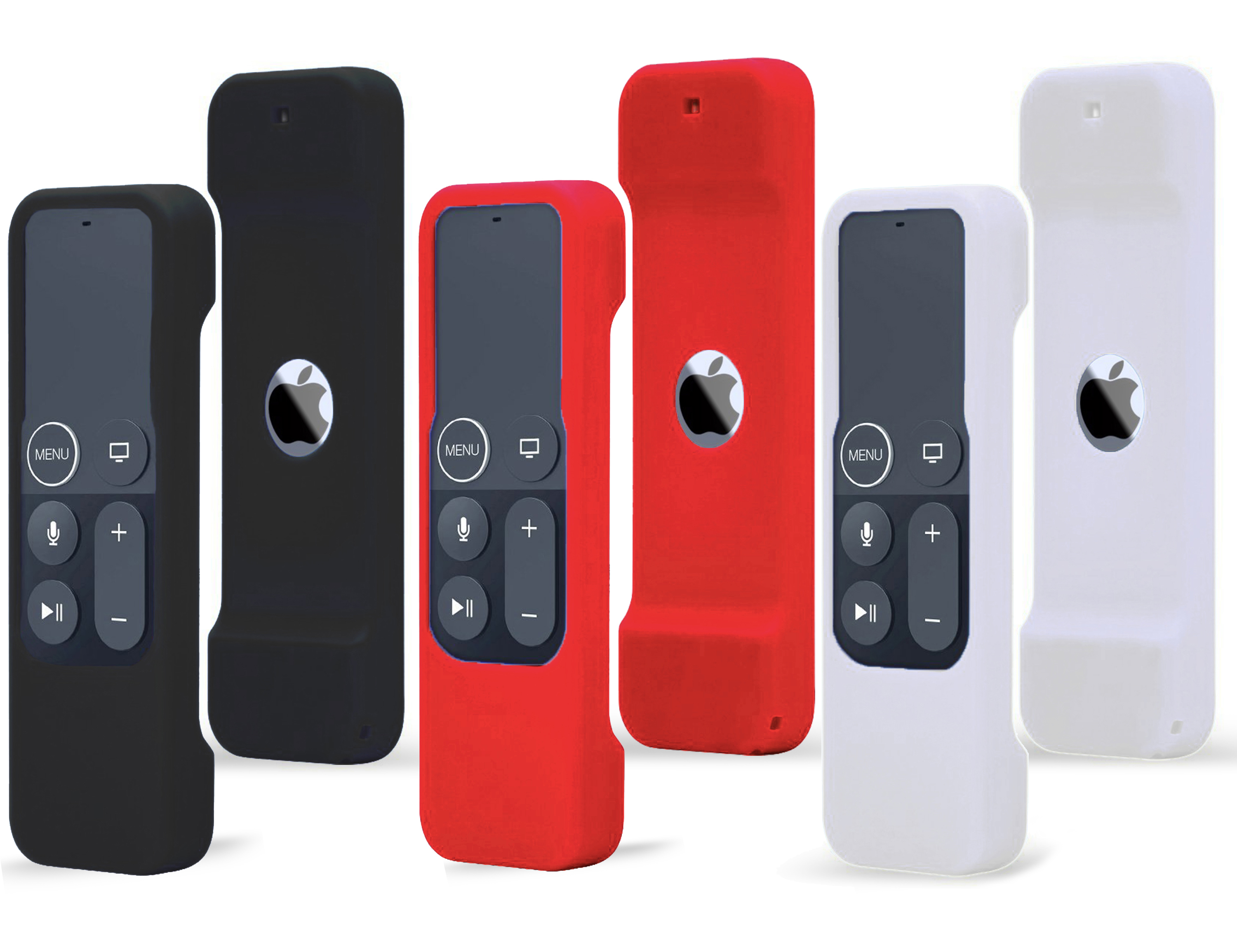 TOKERSE 3 Pack Silicone Cover Compatible with Apple TV 4K 4th 5th Generation Siri Remote - Shock Proof Remote Case Compatible with Apple TV 4K 4th 5th Gen Siri Remote Controller - Black Red White